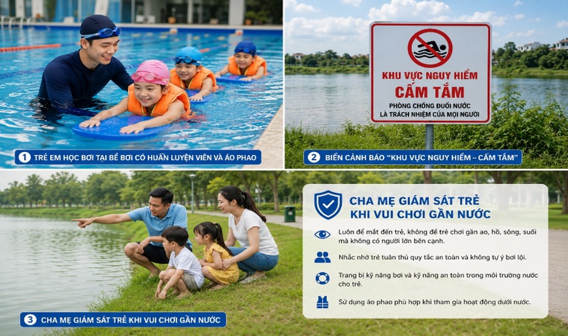 TĂNG CƯỜNG PHÒNG, CHỐNG ĐUỐI NƯỚC TRONG MÙA HÈ, CHUNG TAY BẢO VỆ TRẺ EM